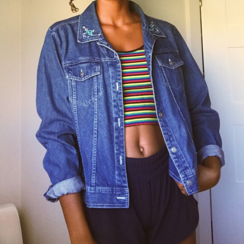 embroidered jean/denim jacket - Picture 4 of 6